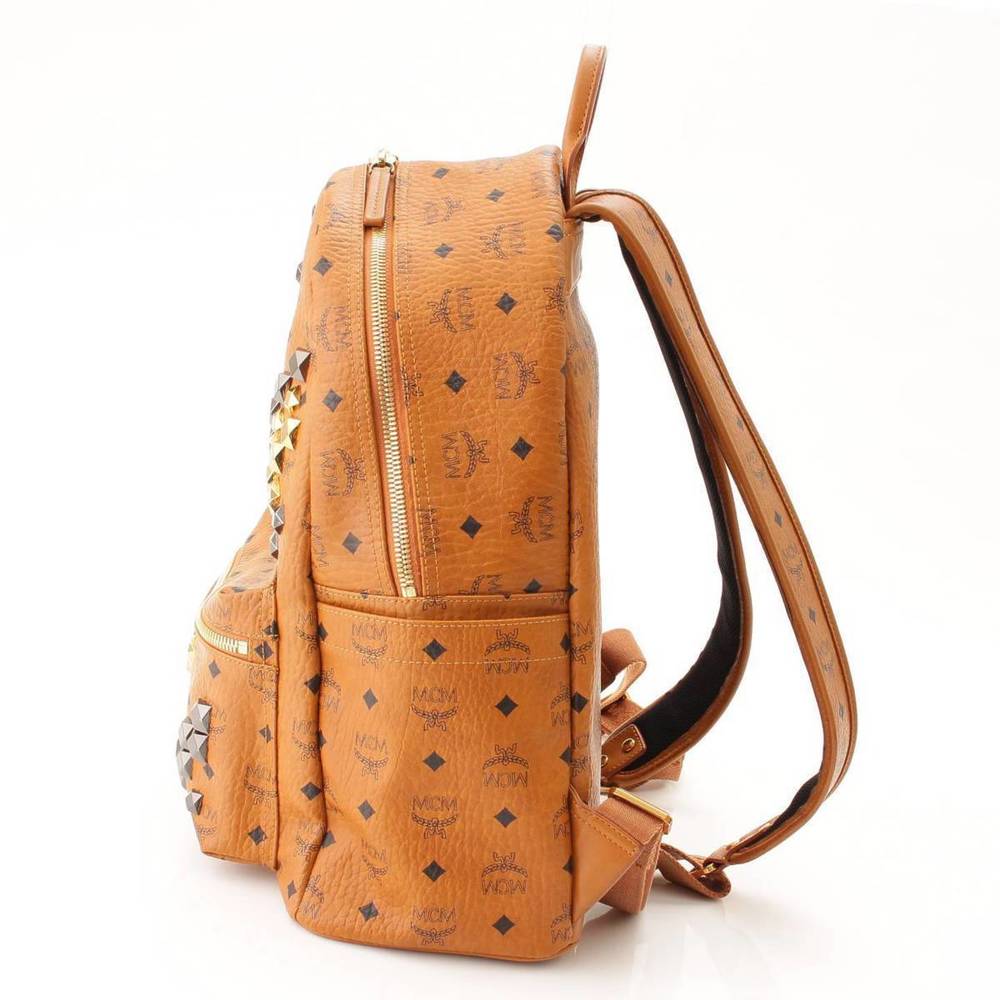 Mcm Studded Brown Logogram Backpack Rucksack - image 3